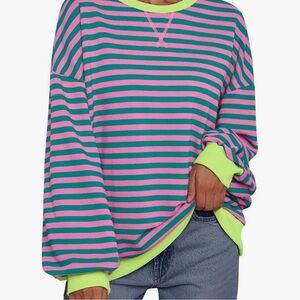 TRENDY QUEEN Classic Striped Oversized Crewneck, XL